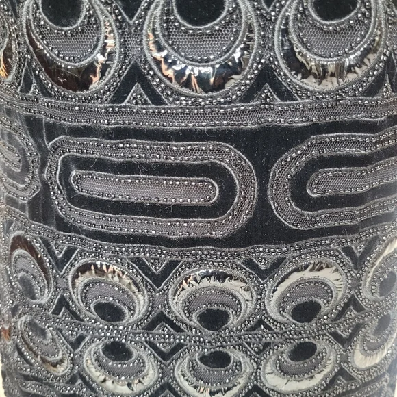 Tory Burch Beaded Velvet Circle Mesh Sheath Dress Black Patent Trim Cocktail Sz6 - Picture 11 of 14